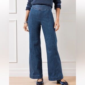 Talbots NWT Flare Leg Stretchy travel Jeans Dark Wash Elastic Pull On Waist 3X